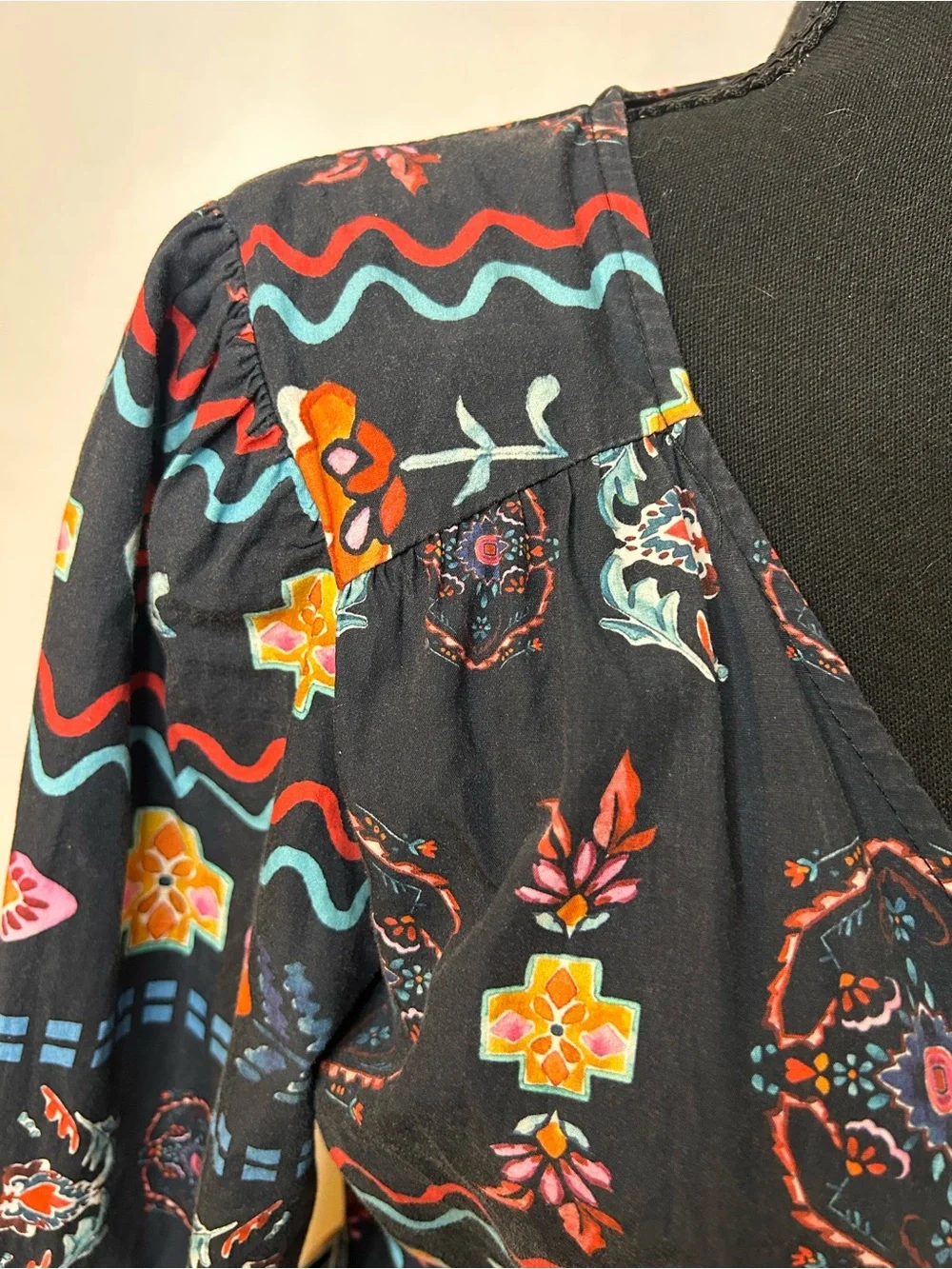 NEVER FULLY DRESSED WRAP DRESS WITH MULTICOLORED PATTERN SIZE 6
